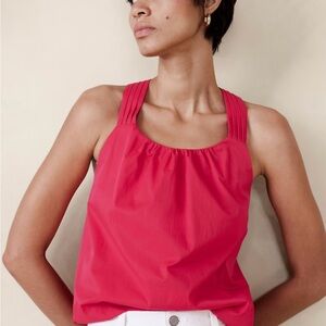 Pink Taffeta Twist Back Tank XL NWT